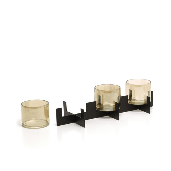 The Trio Noir Candle Holder - Black L39.5