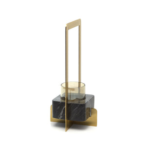 The Marbre d’Or Candle Holder - Gold Black - Medium H31