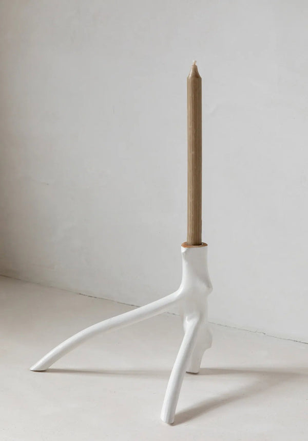The Triple Twig Candle Holder - White H20