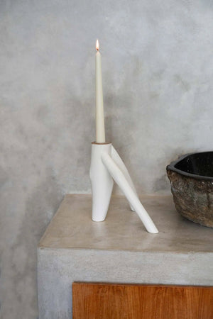 The Triple Twig Candle Holder - White H20