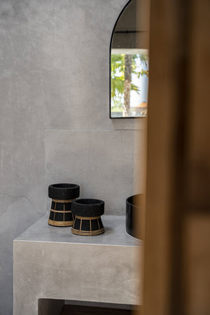 The Serene Candle Holder - Black Natural - Small H12