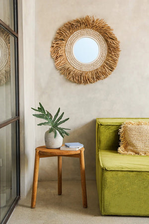 The Raffia Cowrie Mirror - Natural White H75