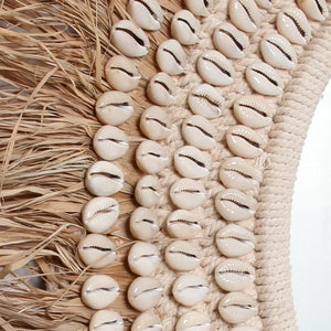 The Raffia Cowrie Mirror - Natural White H75