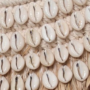 The Raffia Cowrie Mirror - Natural White H75