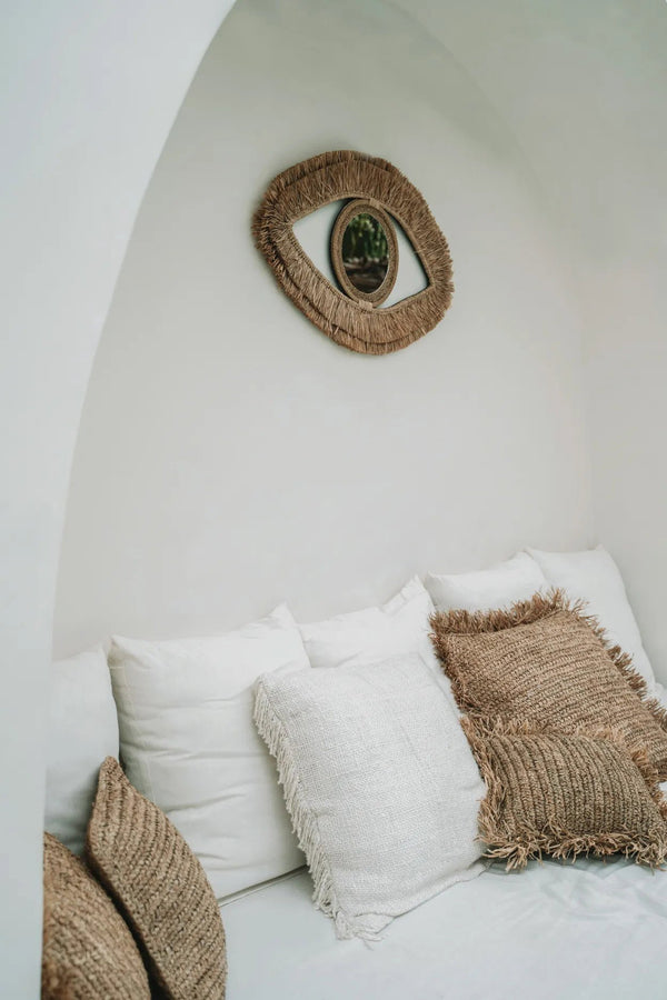 The Raffia Eye Mirror - Natural - Medium H40