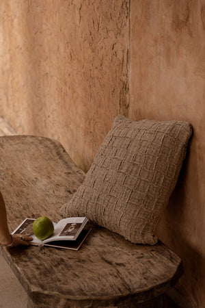 The Linen Damier Cushion Cover - Natural