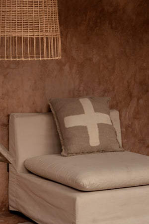 The Ivory Cross Cushion Cover - Natural White