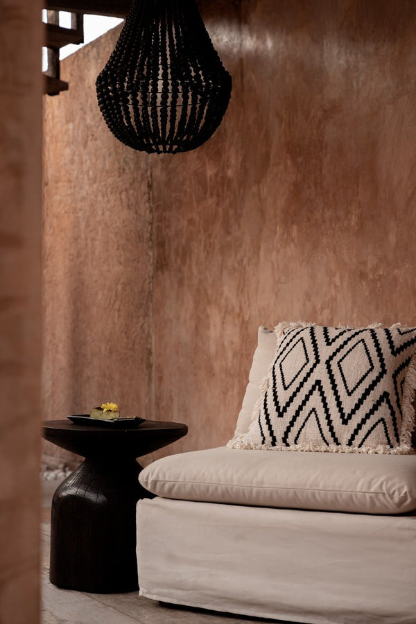The Sahara Diamond Cushion Cover - Natural Black