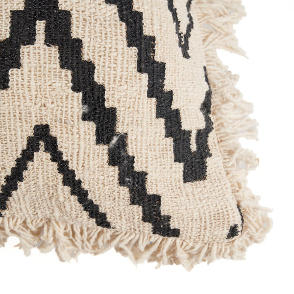 The Sahara Diamond Cushion Cover - Natural Black