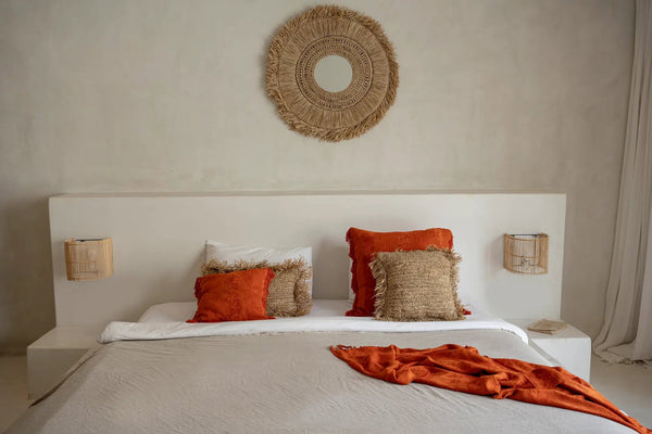 The Raffia Cushion Cover Square - Natural Black