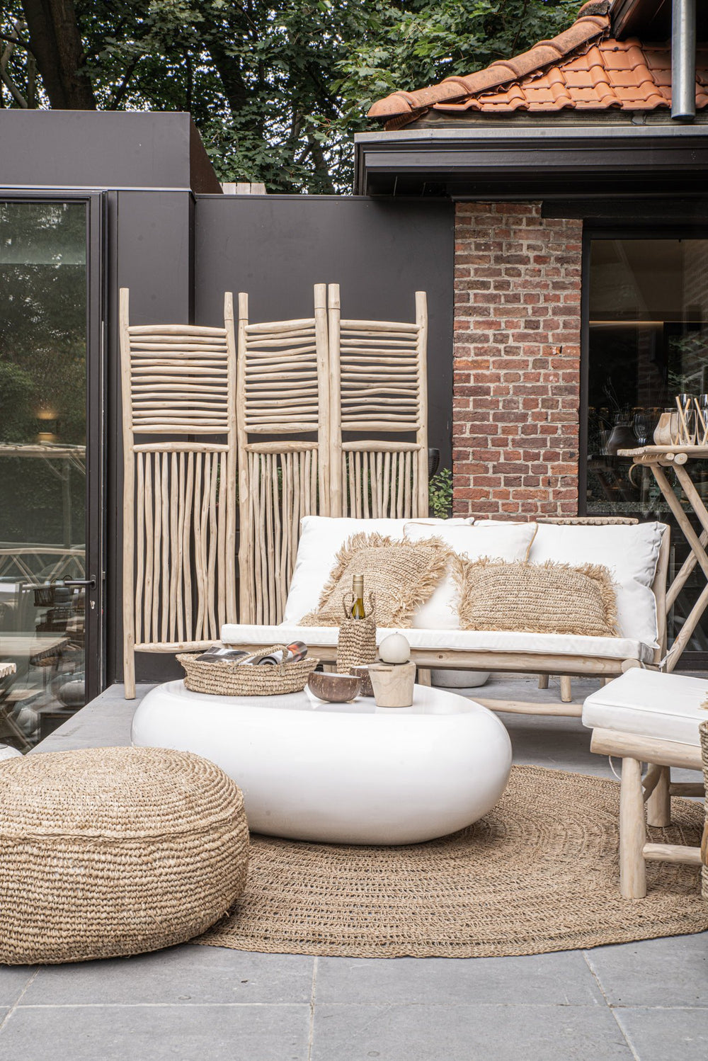 The Raffia Flores Pouffe - Natural D60
