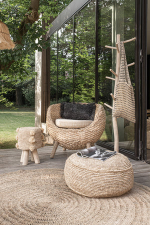 The Raffia Flores Pouffe - Natural D60