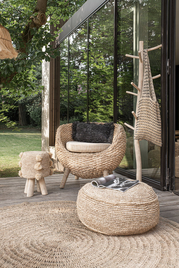 The Raffia Flores Pouffe - Natural D60