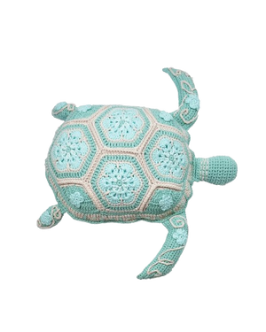 Crocheted Turtle Cushion – Turquoise
