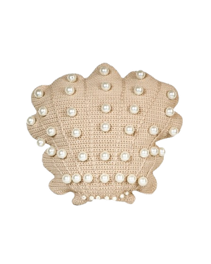 Crocheted Shell Cushion – Beige