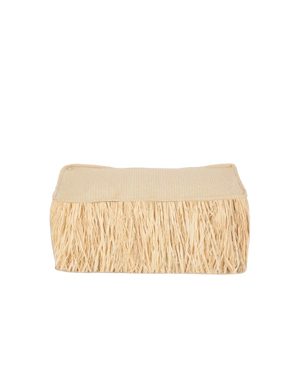 Floor Cushions – Beige Raffia with Fringe