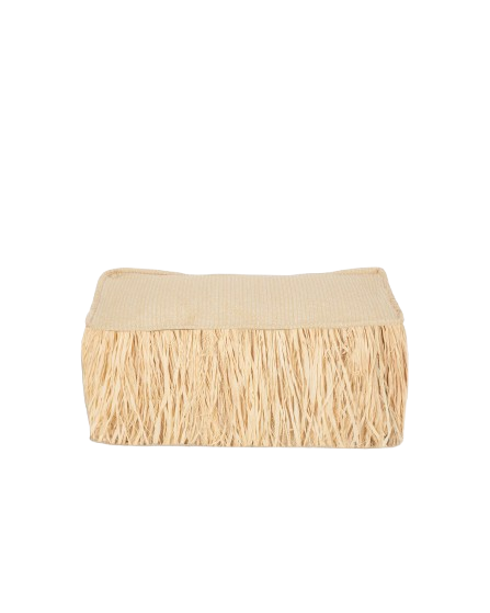 Floor Cushions – Beige Raffia with Fringe