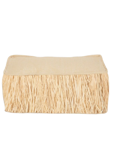 Floor Cushions – Beige Raffia with Fringe