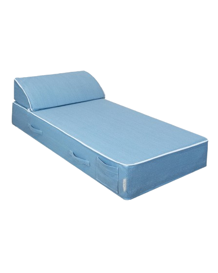 Single-Seat Sun Lounger – Denim Blue Raffia