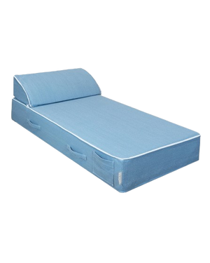Single-Seat Sun Lounger – Denim Blue Raffia