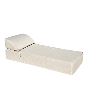 1-Person Foam Sun Lounger DryFast– White & Beige Woven Fabric