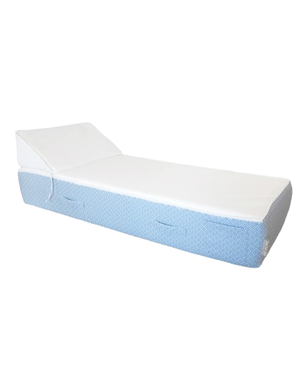 1-Seater Foam Sun Lounger – White with Blue Patterns