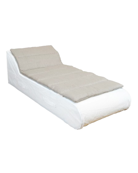 Mattress Topper – Single Sun Lounger – White with Beige Stripes