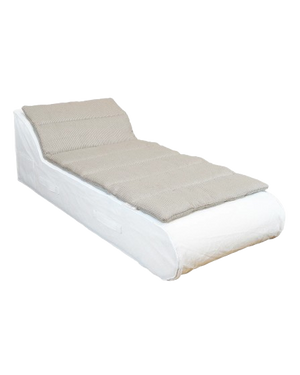 Mattress Topper – Single Sun Lounger – White with Beige Stripes