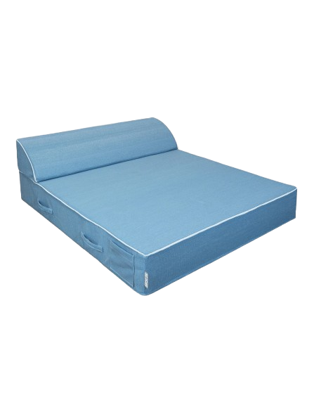 2-Seater Sun Lounger – Denim Blue Raffia