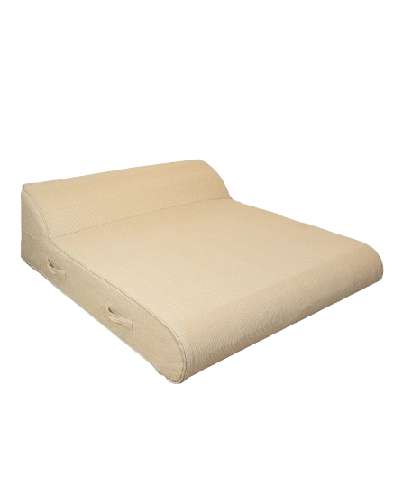 2-Seater Sun Lounger with Integrated Headrest – Beige Raffia