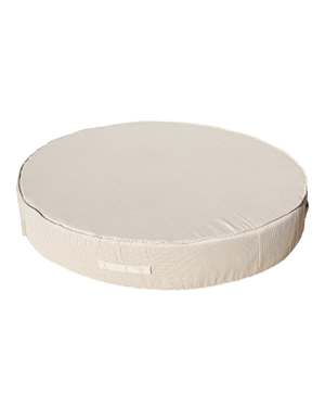 Round Foam Sunbed – White and Beige Woven Fabric