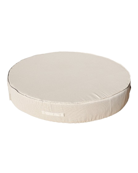 Round Foam Sunbed – White and Beige Woven Fabric