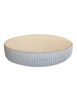 Round Foam Sunbed with Bayadère Stripes and Beige Raffia