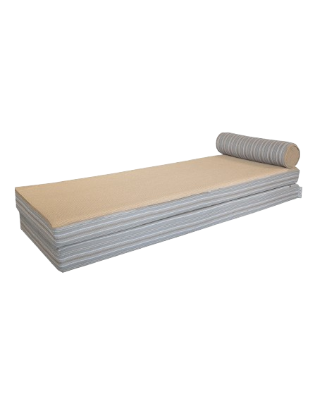 Reversible Floor Mattress – Bayadère Striped Front & Beige Raffia Back