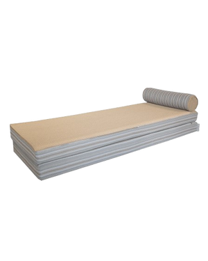Reversible Floor Mattress – Bayadère Striped Front & Beige Raffia Back