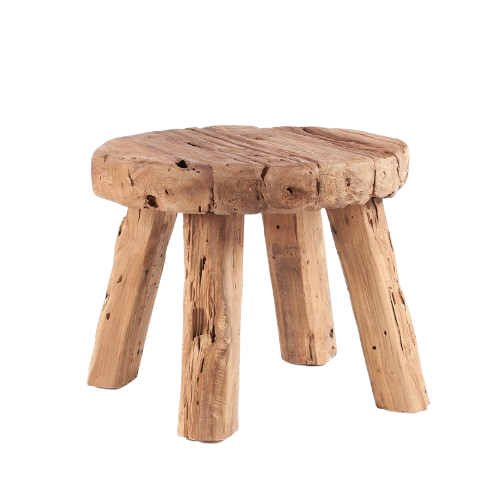 Rustic Solid Wood Side Table – Natural Finish D50