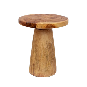 Solid Suar Wood Conic Side Table – Natural  D50