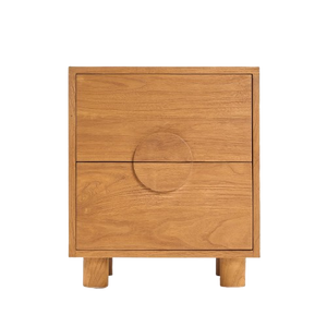 Solid Teak Wood Nightstand – Natural – 2 Drawers