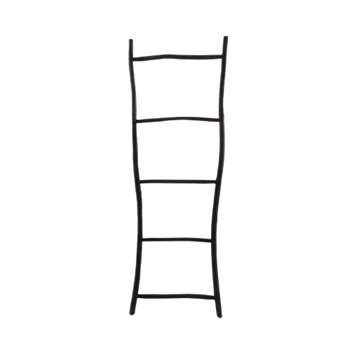 Solid Teak Wood Ladder – Black – 165 cm