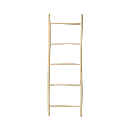 Solid Teak Wood Ladder – Natural – 165 cm