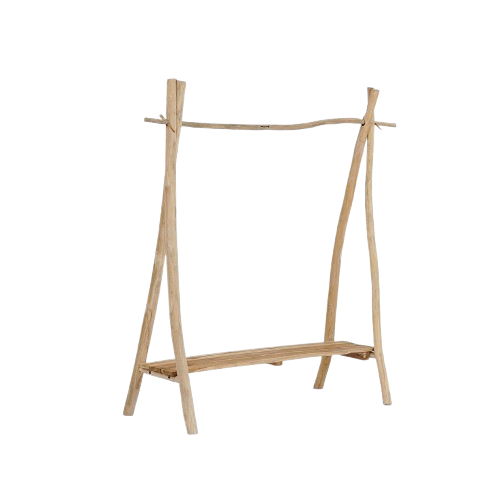Solid Teak Wood Clothes Rack – Natural Finish