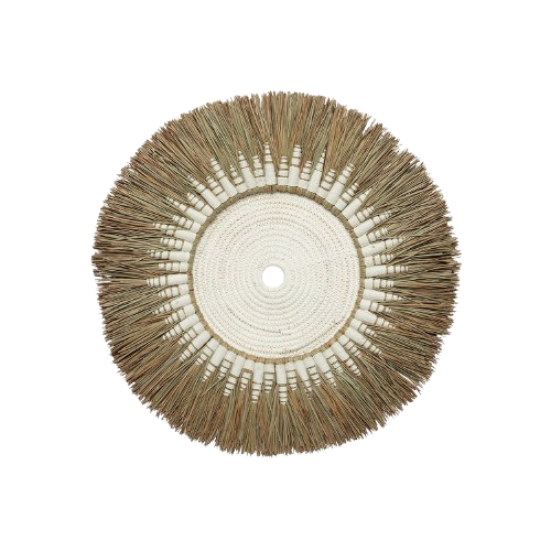 Raffia Macramé Wall Deco – White Natural D60