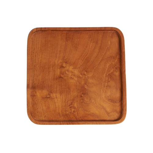 Teak Square Plate Natural XS