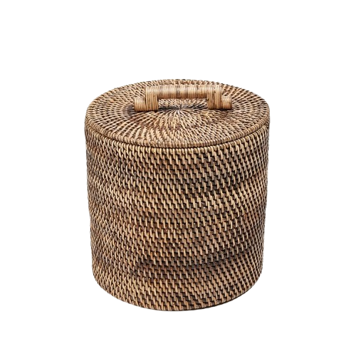 Rattan Bin Low Natural Brown