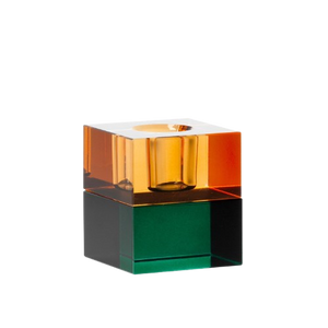 The Gem Blocks Candle Holder - Green Amber H5.5