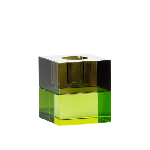 The Gem Blocks Candle Holder - Green Smoke H5.5