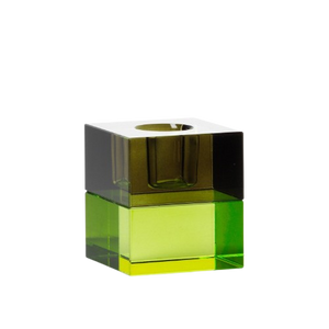 The Gem Blocks Candle Holder - Green Smoke H5.5