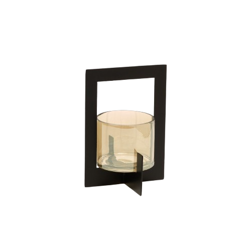 The Hurricane Framed Candle Holder - Black - Medium H18