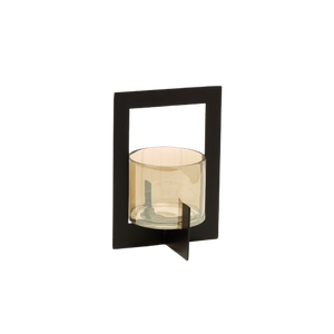 The Hurricane Framed Candle Holder - Black - Medium H18