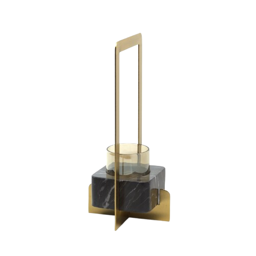 The Marbre d’Or Candle Holder - Gold Black - Large H38
